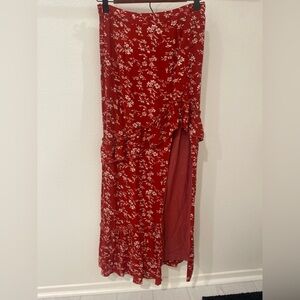 For Good floral Tiered slit skirt S